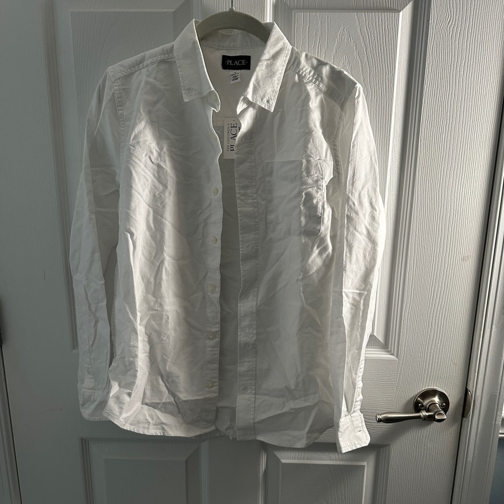 Children’s Place White Button-up Shirt with Left Pocket
